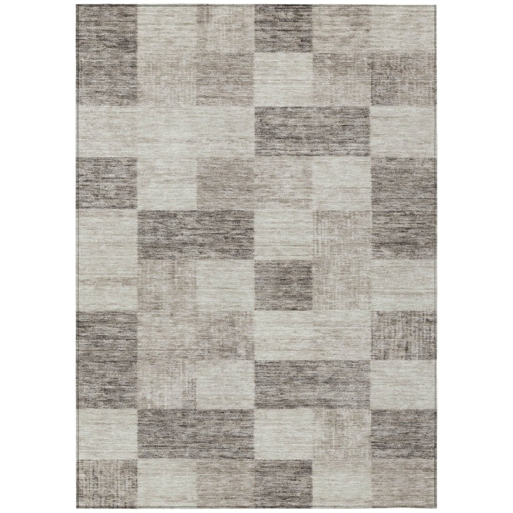 HomeRoots 9' X 12' Beige and Gray Geometric Area Rug - Stylish, Washable, Indoor/Outdoor Durable Design! 604849