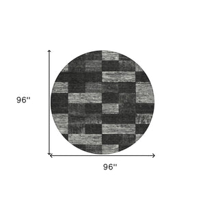 Homeroots 3' Beige And Gray Geometric Washable Area Rug - Perfect For Indoor And Outdoor Spaces, Stylish & Durable 8' Round Polyester 604853