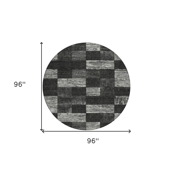 Homeroots 3' Beige And Gray Geometric Washable Area Rug - Perfect For Indoor And Outdoor Spaces, Stylish & Durable 8' Round Polyester 604853