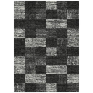 HomeRoots 5' Modern Black and Gray Geometric Area Rug - Washable, Durable Design for Indoor and Outdoor Use 8' X 10' 604854