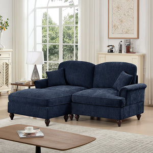 English Elm Elegant Mid Century Large Two-Seater Modular L-Shaped Sofa With Removable Skirts & Versatile Ottoman W3041S00346