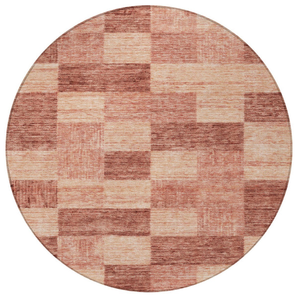 Homeroots 3' Beige And Gray Geometric Washable Area Rug - Perfect For Indoor And Outdoor Spaces, Stylish & Durable 8' Round Polyester 604883