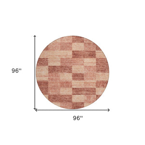 Homeroots 3' Beige And Gray Geometric Washable Area Rug - Perfect For Indoor And Outdoor Spaces, Stylish & Durable 8' Round Polyester 604883