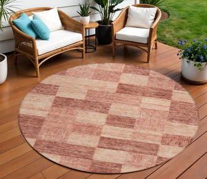 Homeroots 3' Beige And Gray Geometric Washable Area Rug - Perfect For Indoor And Outdoor Spaces, Stylish & Durable 8' Round Polyester 604883