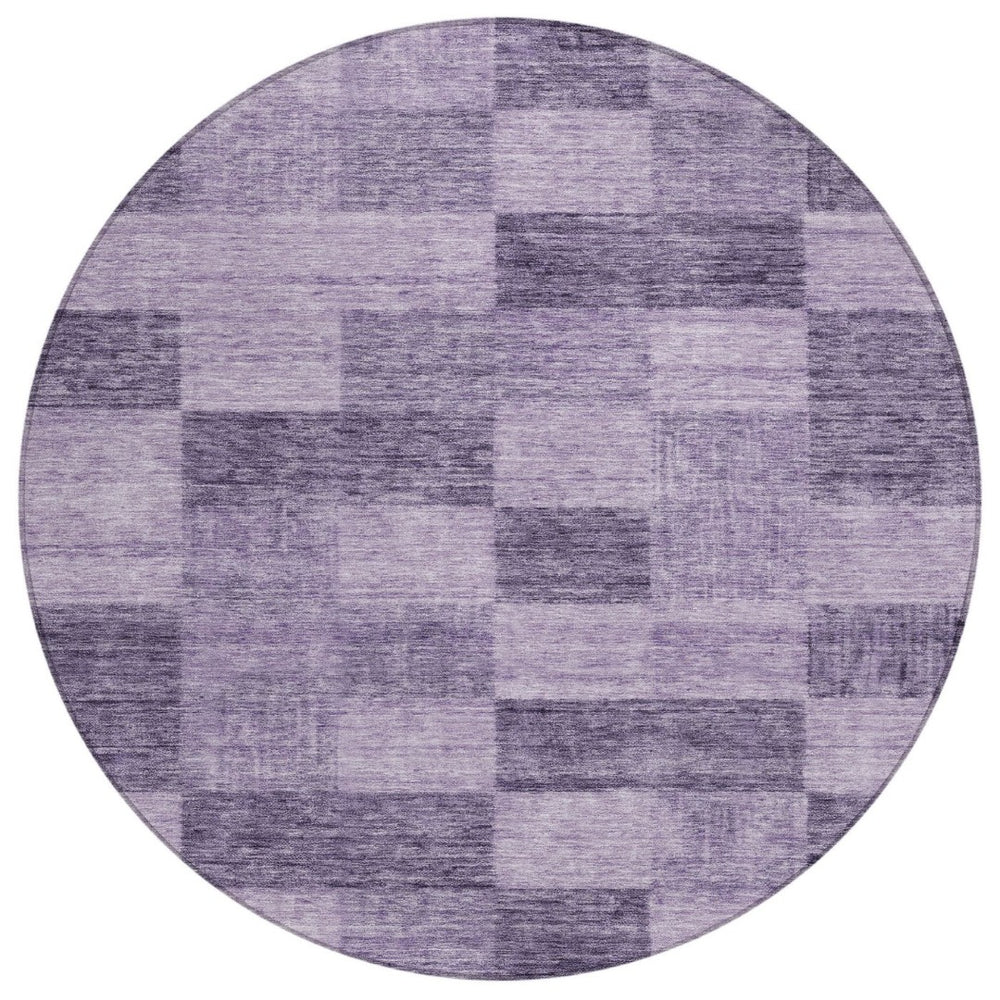 HomeRoots 5' Modern Purple and Lavender Geometric Indoor Outdoor Area Rug – Stylish, Durable, Easy Care Design 8' Round 604889