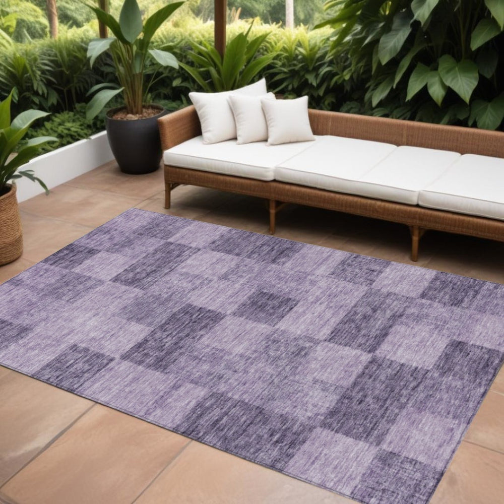 HomeRoots 9' X 12' Stylish Purple & Lavender Geometric Washable Area Rug for Indoor & Outdoor Living Spaces 604891