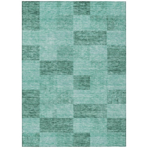 HomeRoots 5' Blue and Aqua Geometric Washable Rug - Versatile Indoor/Outdoor Design for Modern Spaces 5' X 8' 604894