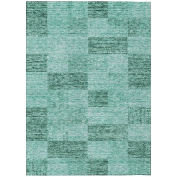 HomeRoots 5' Blue and Aqua Geometric Washable Rug - Versatile Indoor/Outdoor Design for Modern Spaces 5' X 8' 604894