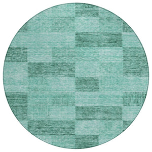 HomeRoots 5' Blue and Aqua Geometric Washable Rug - Versatile Indoor/Outdoor Design for Modern Spaces 8' Round 604895