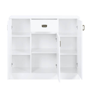 English Elm White High Gloss 3-Door Storage Server With Drawer – Modern Organization For Bedroom Or Living Area B062P209325-GIGA