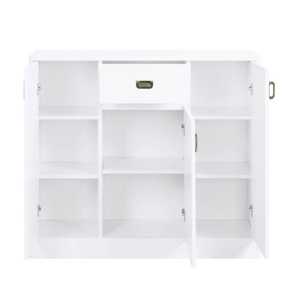 English Elm White High Gloss 3-Door Storage Server With Drawer – Modern Organization For Bedroom Or Living Area B062P209325-GIGA