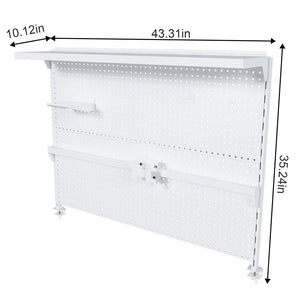 English Elm Clamp-on Steel Pegboard Desk Organizer with Monitor Arm Shelf and Movable Panel W2700P346783