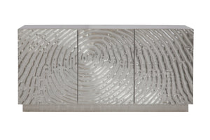 Basset Mirror Mug Modern Server With Fingerprint Door Design - Sleek Aluminum & Solid Wood Storage Solution Silver Mango Wood,German Silver Clad 6049-dr-576