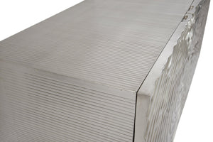 Basset Mirror Mug Modern Server With Fingerprint Door Design - Sleek Aluminum & Solid Wood Storage Solution Silver Mango Wood,German Silver Clad 6049-dr-576