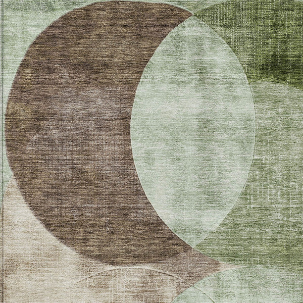 Homeroots 3' Geometric Artichoke Green, Brown & Beige Washable Indoor-outdoor Area Rug For Versatile Style 8' X 10' Polyester 604902