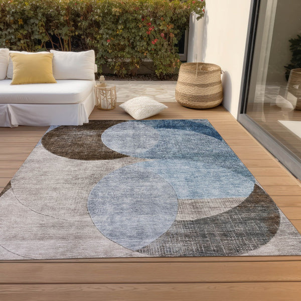 Homeroots 3' Geometric Artichoke Green, Brown & Beige Washable Indoor-outdoor Area Rug For Versatile Style 8' X 10' Polyester 604908