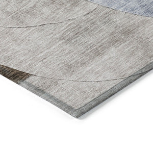 HomeRoots 5' Geometric Indoor Outdoor Area Rug in Denim Blue, Brown & Beige - Durable, Washable, Versatile Design 10' X 14' 604910