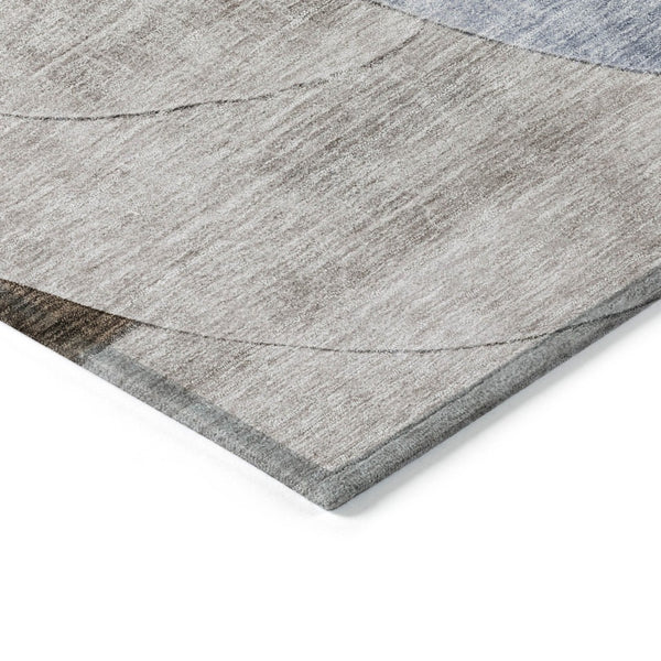 HomeRoots 5' Geometric Indoor Outdoor Area Rug in Denim Blue, Brown & Beige - Durable, Washable, Versatile Design 10' X 14' 604910