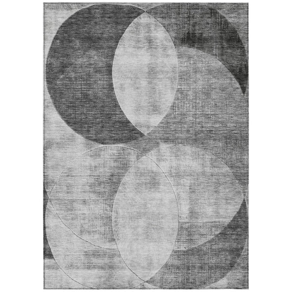 HomeRoots 5' Gray and Charcoal Geometric Area Rug - Stylish, Washable, Durable for Indoor and Outdoor Spaces 5' X 8' 604912