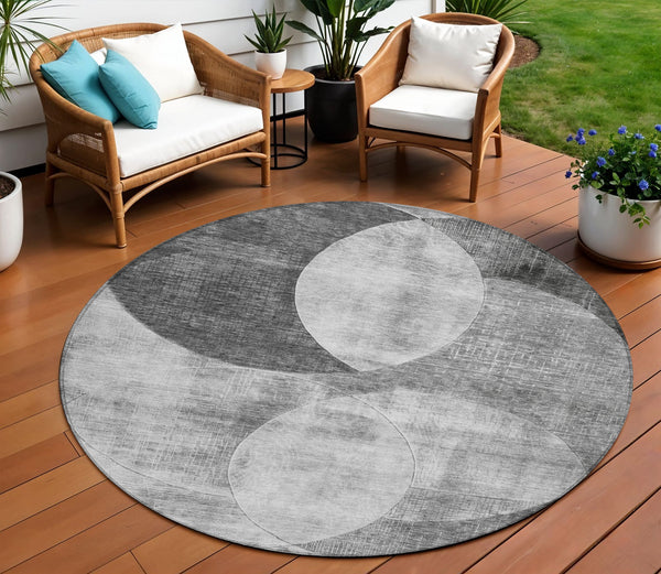 Homeroots 3' Geometric Artichoke Green, Brown & Beige Washable Indoor-outdoor Area Rug For Versatile Style 8' Round Polyester 604913