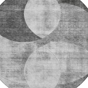 Homeroots 3' Geometric Artichoke Green, Brown & Beige Washable Indoor-outdoor Area Rug For Versatile Style 8' Round Polyester 604913