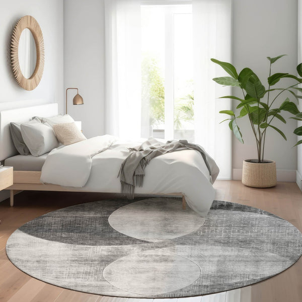 Homeroots 3' Geometric Artichoke Green, Brown & Beige Washable Indoor-outdoor Area Rug For Versatile Style 8' Round Polyester 604913