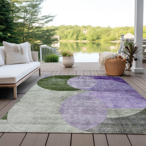 Homeroots 3' Geometric Artichoke Green, Brown & Beige Washable Indoor-outdoor Area Rug For Versatile Style 3' X 5' Polyester 604917