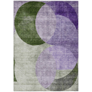 HomeRoots 5' Geometric Washable Area Rug in Lavender and Green for Stylish Indoor and Outdoor Spaces 5' X 8' 604918