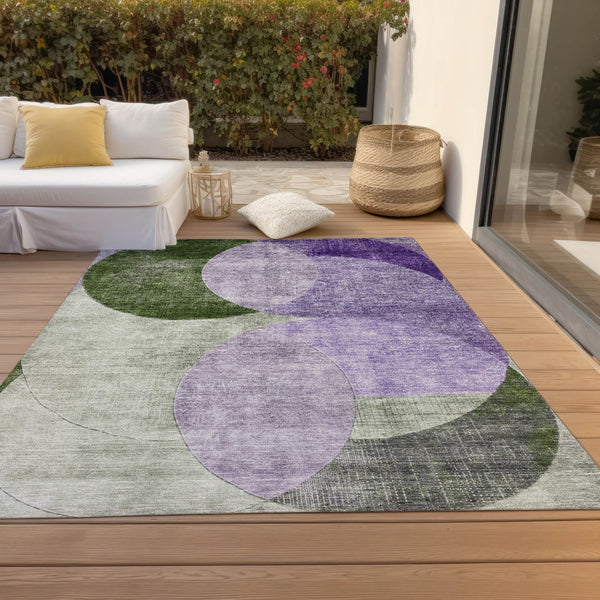 Homeroots 3' Geometric Artichoke Green, Brown & Beige Washable Indoor-outdoor Area Rug For Versatile Style 8' X 10' Polyester 604920