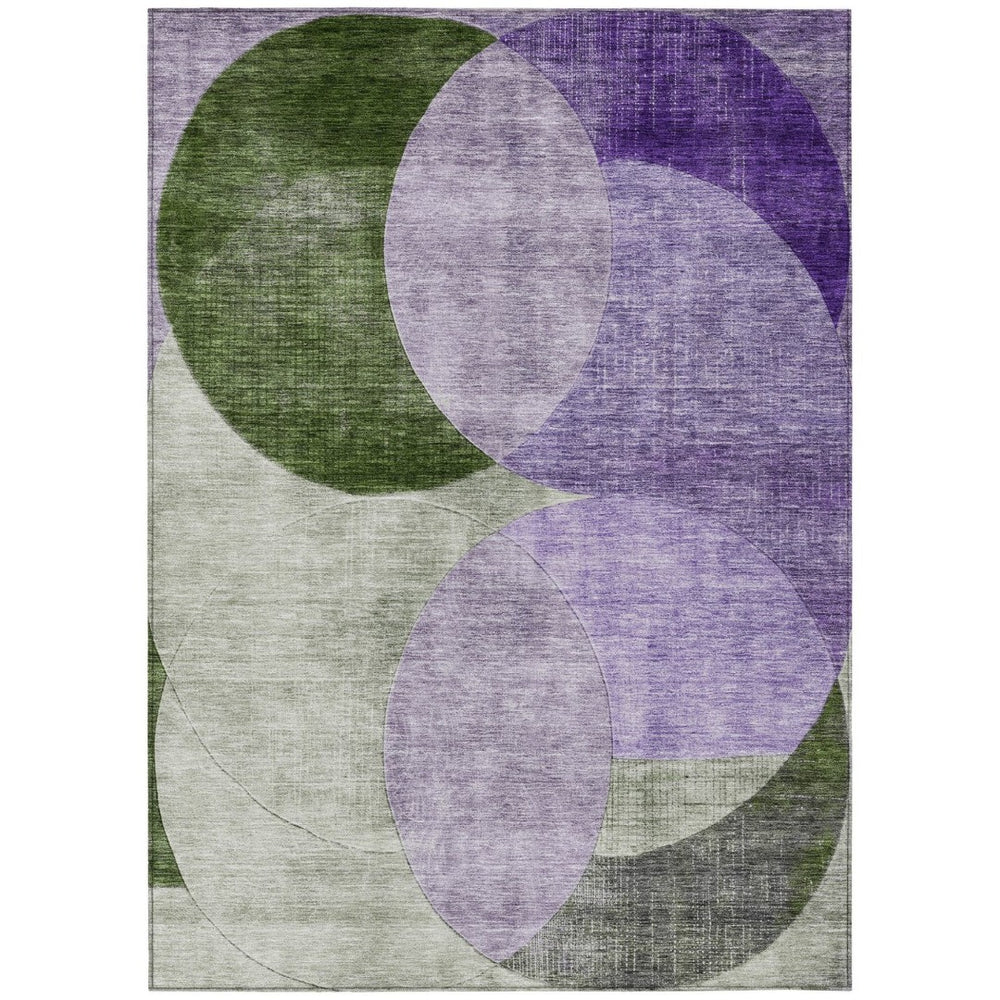 HomeRoots 9' X 12' Stylish Lavender Purple & Green Geometric Area Rug - Indoor/Outdoor, Washable & Durable! 604921