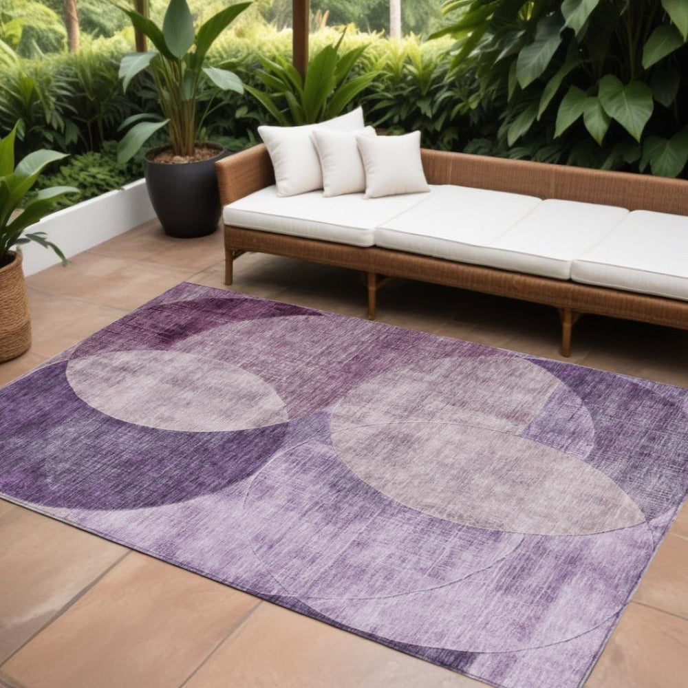 HomeRoots 9' X 12' Purple & Lavender Geometric Area Rug – Durable, Washable, Indoor-Outdoor Versatility & Style 604927