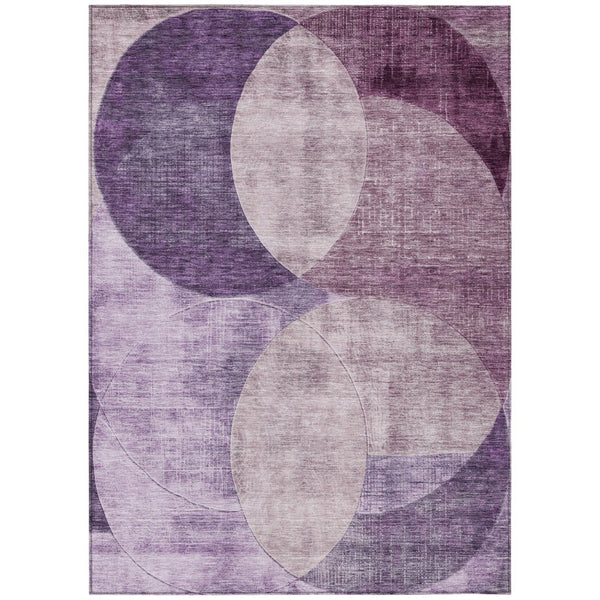 HomeRoots 5' Vibrant Purple and Lavender Geometric Washable Area Rug for Indoor and Outdoor Spaces 10' X 14' 604928