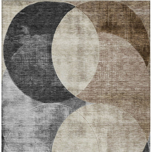 Homeroots 3' Geometric Artichoke Green, Brown & Beige Washable Indoor-outdoor Area Rug For Versatile Style 8' X 10' Polyester 604932