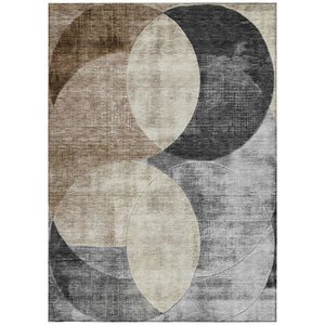 Homeroots 3' Geometric Artichoke Green, Brown & Beige Washable Indoor-outdoor Area Rug For Versatile Style 9' X 12' Polyester 604933