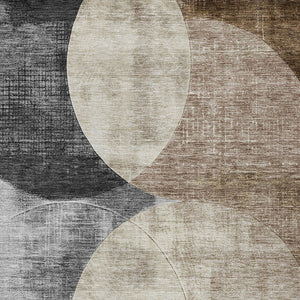 Homeroots 3' Geometric Artichoke Green, Brown & Beige Washable Indoor-outdoor Area Rug For Versatile Style 10' X 14' Polyester 604934