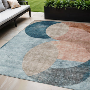 Homeroots 3' Geometric Artichoke Green, Brown & Beige Washable Indoor-outdoor Area Rug For Versatile Style 5' X 8' Polyester 604936