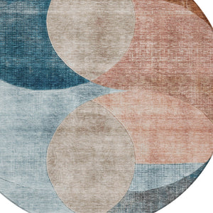 Homeroots 3' Geometric Artichoke Green, Brown & Beige Washable Indoor-outdoor Area Rug For Versatile Style 8' Round Polyester 604937