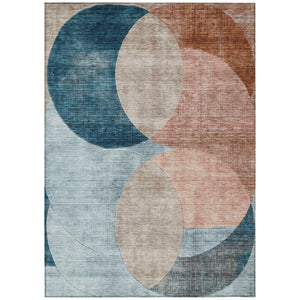 HomeRoots 5' Bold Rust Beige and Teal Blue Geometric Area Rug - Stylish, Washable, Indoor-Outdoor Versatility 10' X 14' 604940