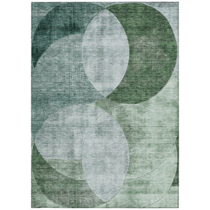 Homeroots 3' Geometric Artichoke Green, Brown & Beige Washable Indoor-outdoor Area Rug For Versatile Style 3' X 5' Polyester 604941