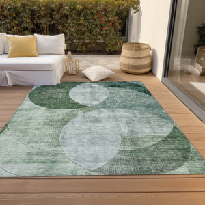 Homeroots 3' Geometric Artichoke Green, Brown & Beige Washable Indoor-outdoor Area Rug For Versatile Style 3' X 5' Polyester 604941