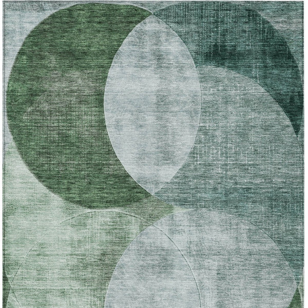 Homeroots 3' Geometric Artichoke Green, Brown & Beige Washable Indoor-outdoor Area Rug For Versatile Style 5' X 8' Polyester 604942