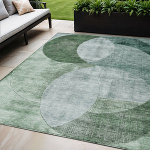 Homeroots 3' Geometric Artichoke Green, Brown & Beige Washable Indoor-outdoor Area Rug For Versatile Style 5' X 8' Polyester 604942