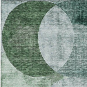 Homeroots 3' Geometric Artichoke Green, Brown & Beige Washable Indoor-outdoor Area Rug For Versatile Style 5' X 8' Polyester 604942