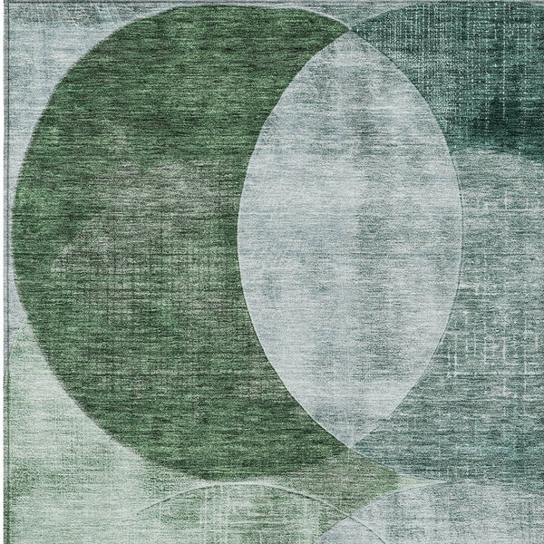 Homeroots 3' Geometric Artichoke Green, Brown & Beige Washable Indoor-outdoor Area Rug For Versatile Style 5' X 8' Polyester 604942