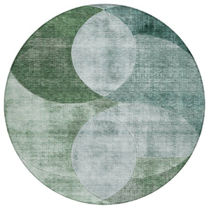 HomeRoots 5' Mint Green and Fern Geometric Area Rug - Durable, Washable Design for Indoor and Outdoor Spaces 8' Round 604943