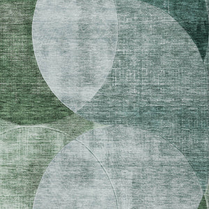 Homeroots 3' Geometric Artichoke Green, Brown & Beige Washable Indoor-outdoor Area Rug For Versatile Style 8' X 10' Polyester 604944