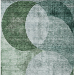 Homeroots 3' Geometric Artichoke Green, Brown & Beige Washable Indoor-outdoor Area Rug For Versatile Style 9' X 12' Polyester 604945