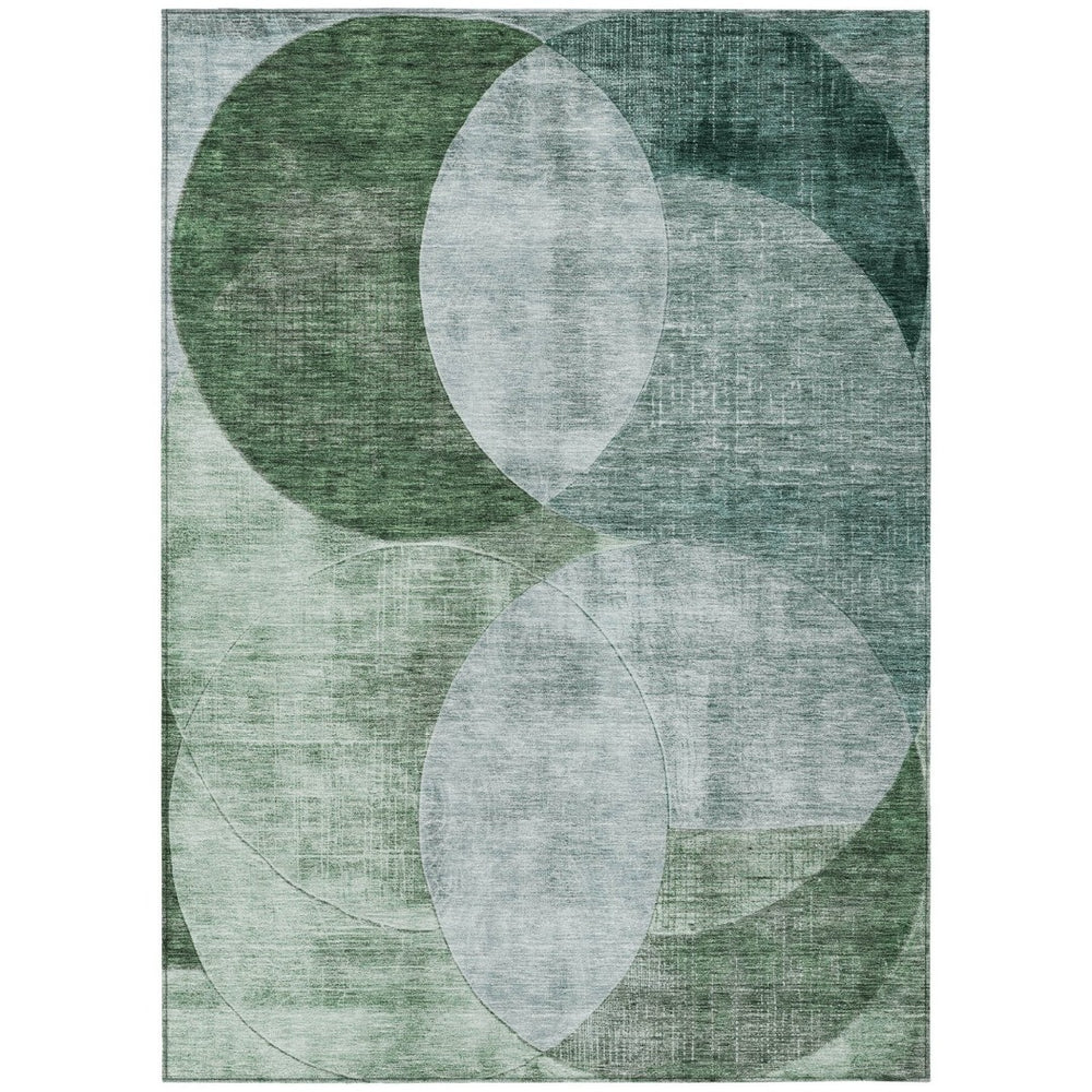 HomeRoots 9' X 12' Modern Mint & Fern Green Geometric Washable Area Rug for Indoor & Outdoor Spaces 604945