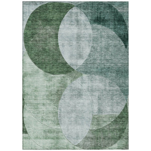 HomeRoots 9' X 12' Modern Mint & Fern Green Geometric Washable Area Rug for Indoor & Outdoor Spaces 604945