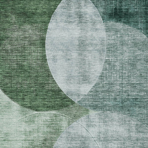 Homeroots 3' Geometric Artichoke Green, Brown & Beige Washable Indoor-outdoor Area Rug For Versatile Style 9' X 12' Polyester 604945